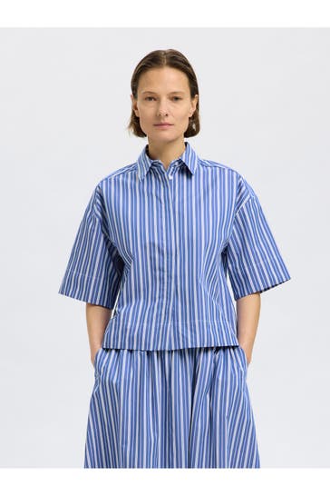 SELECTED Kurzarmbluse gestreift