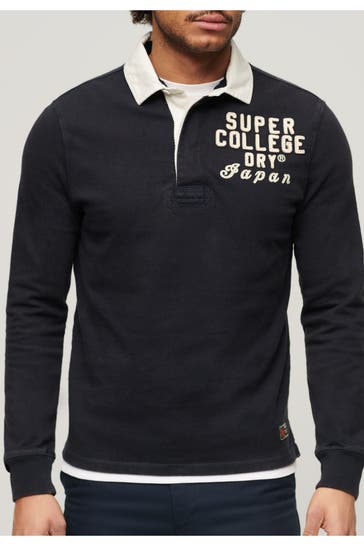 SUPERDRY Langarm-Polo-Shirt navy