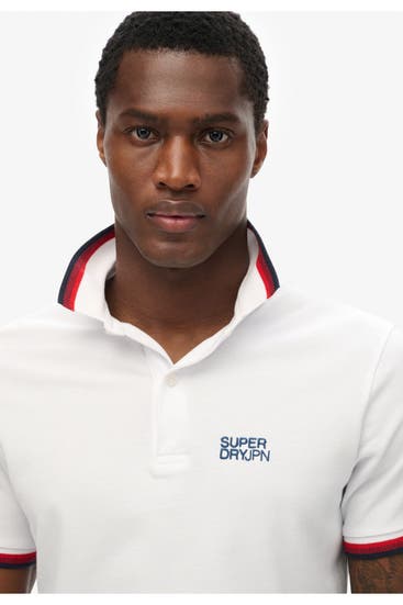 SUPERDRY - Polo-Shirt 'Relaxed Tipped' weiß