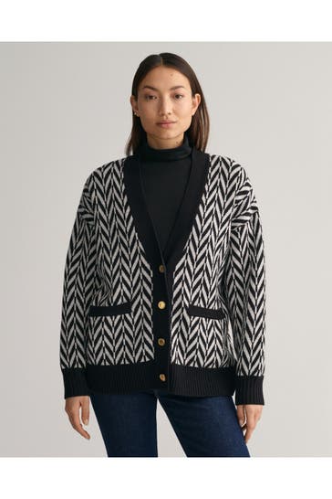 GANT Lammfell-Strickcardigan gemustert