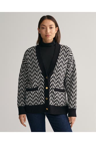 GANT Lammfell-Strickcardigan gemustert