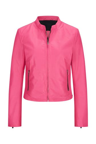 MILESTONE Lederjacke neonpink