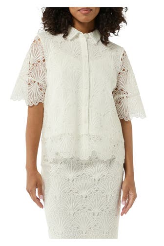 COMMA, Spitzen-Bluse weiß