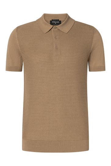 STRELLSON Feinstrick-Polo 'Adrian' beige