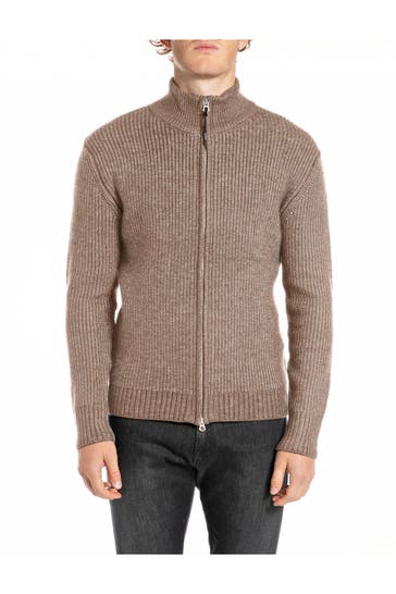 REPLAY Strickjacke hellbraun meliert