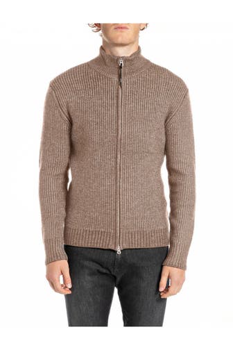 REPLAY Strickjacke hellbraun meliert