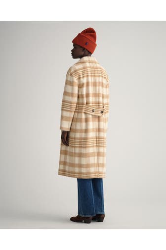 GANT Wollmix-Mantel beige kariert