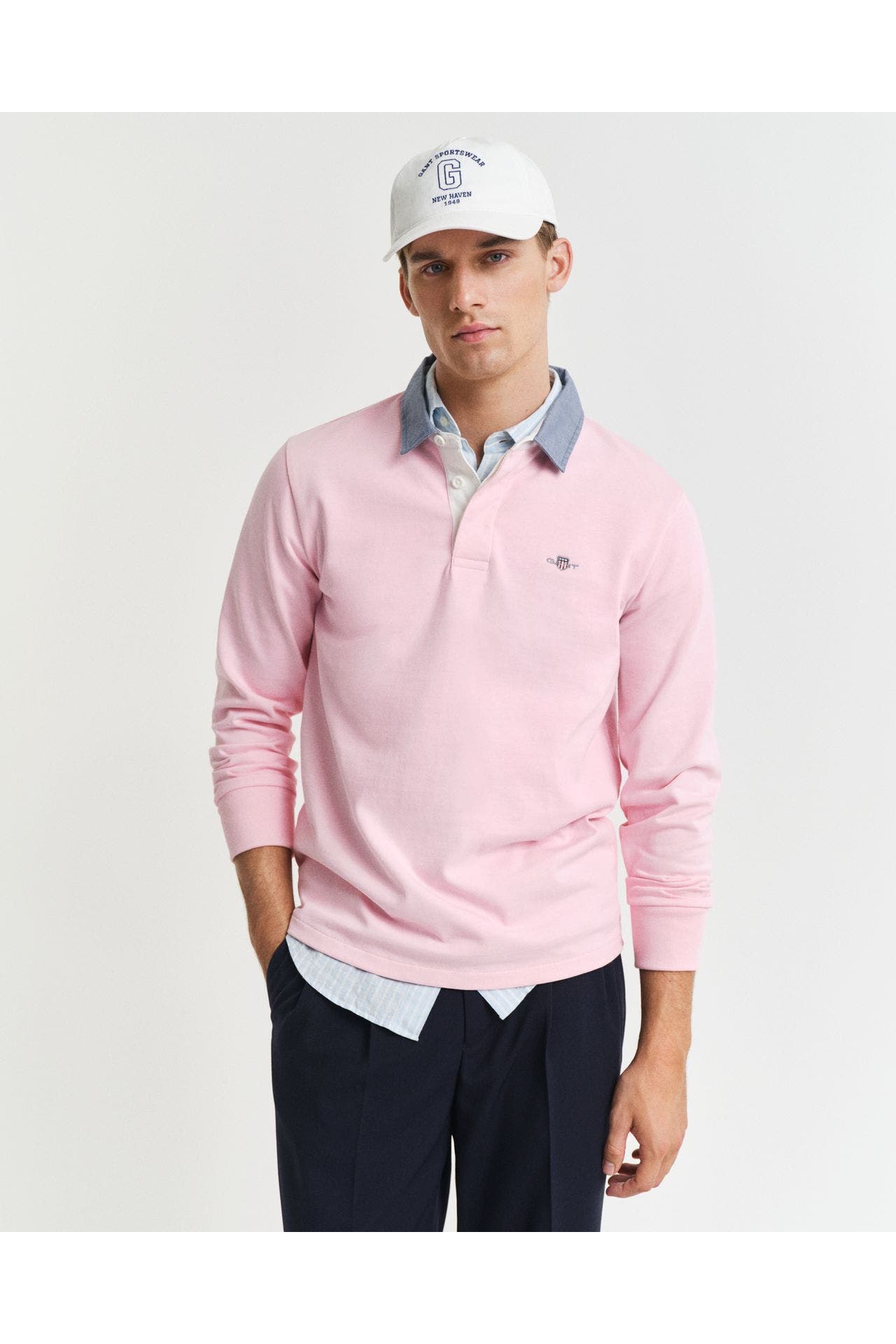 GANT Langarm-Polo rosa, Bild 1