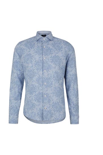 JOOP! Casual-Hemd Pai blau gemustert Slim Fit