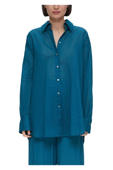 S.OLIVER BLACK LABEL Casual-Bluse petrol