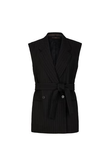 WINDSOR. Blazer Schurwoll-Twill-Weste mit Nadelstreifen in Schwarz schwarz
