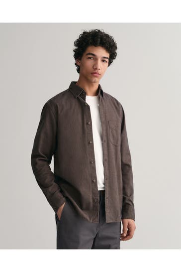 GANT Flannell-Hemd oliv Regular Fit