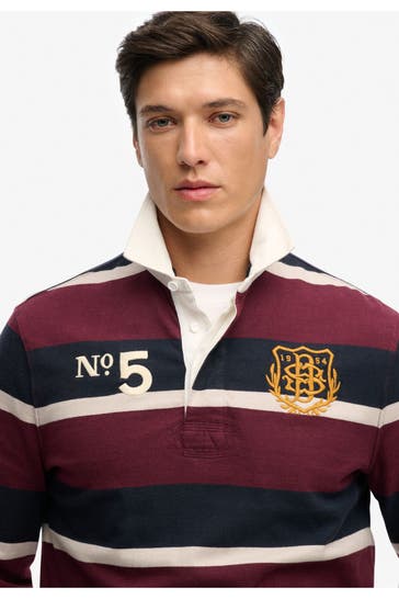 SUPERDRY Langarm-Polo gestreift