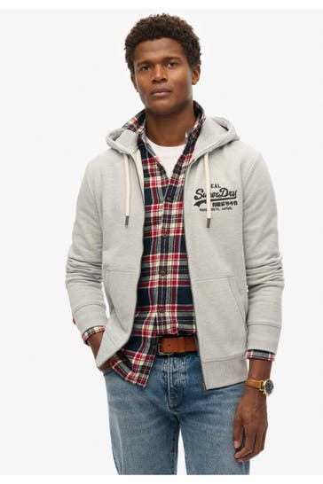 SUPERDRY Sweatjacke hellgrau
