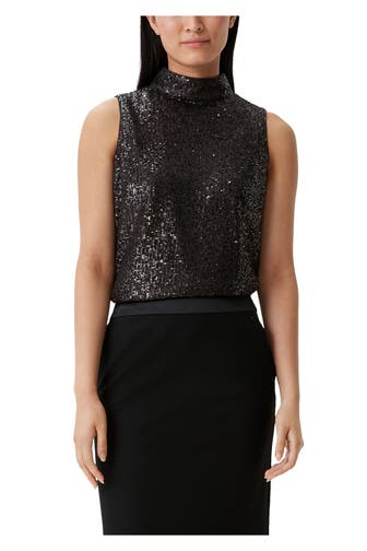 COMMA, Paillettentop schwarz