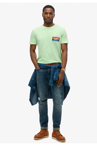 SUPERDRY T-Shirt 'Cali Striped Logo' neongrün