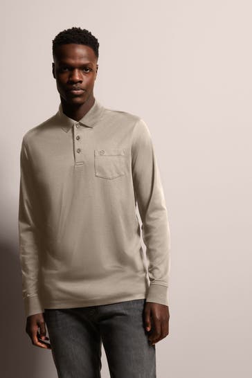 BUGATTI Langarm-Polo taupe