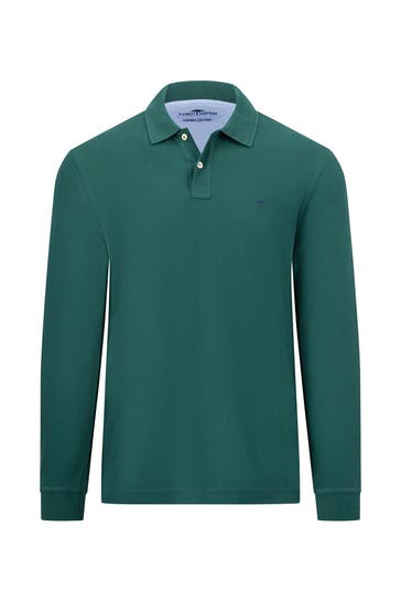 FYNCH-HATTON Langarm-Polo dunkelgrün