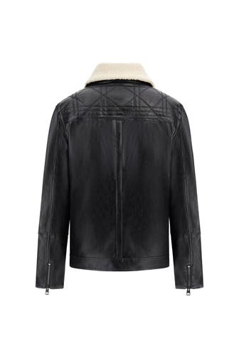 GUESS Lederimitatjacke schwarz