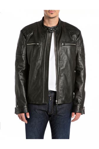 REPLAY Lederjacke schwarz