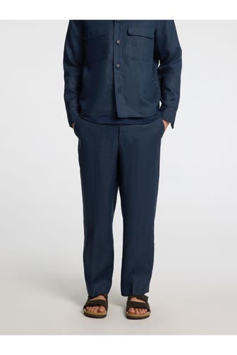 SELECTED Leinen-Stoffhose dunkelblau