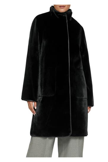 S.OLIVER BLACK LABEL Kunstpelz-Mantel schwarz