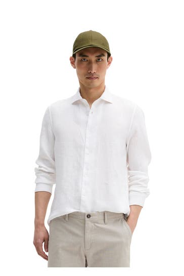 MARC O'POLO Leinenhemd weiß Slim Fit