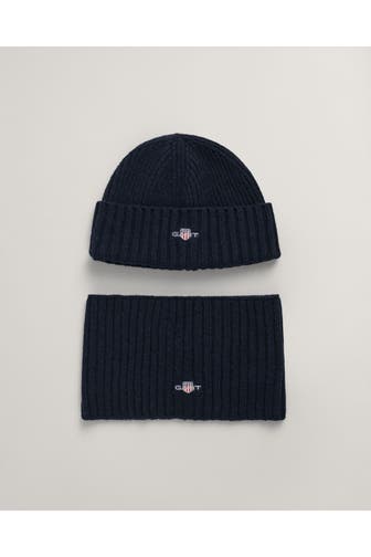 GANT Set: Mütze und Schlauchschal dunkelblau