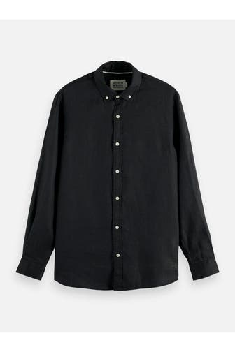 SCOTCH & SODA Leinenhemd schwarz Regular Fit