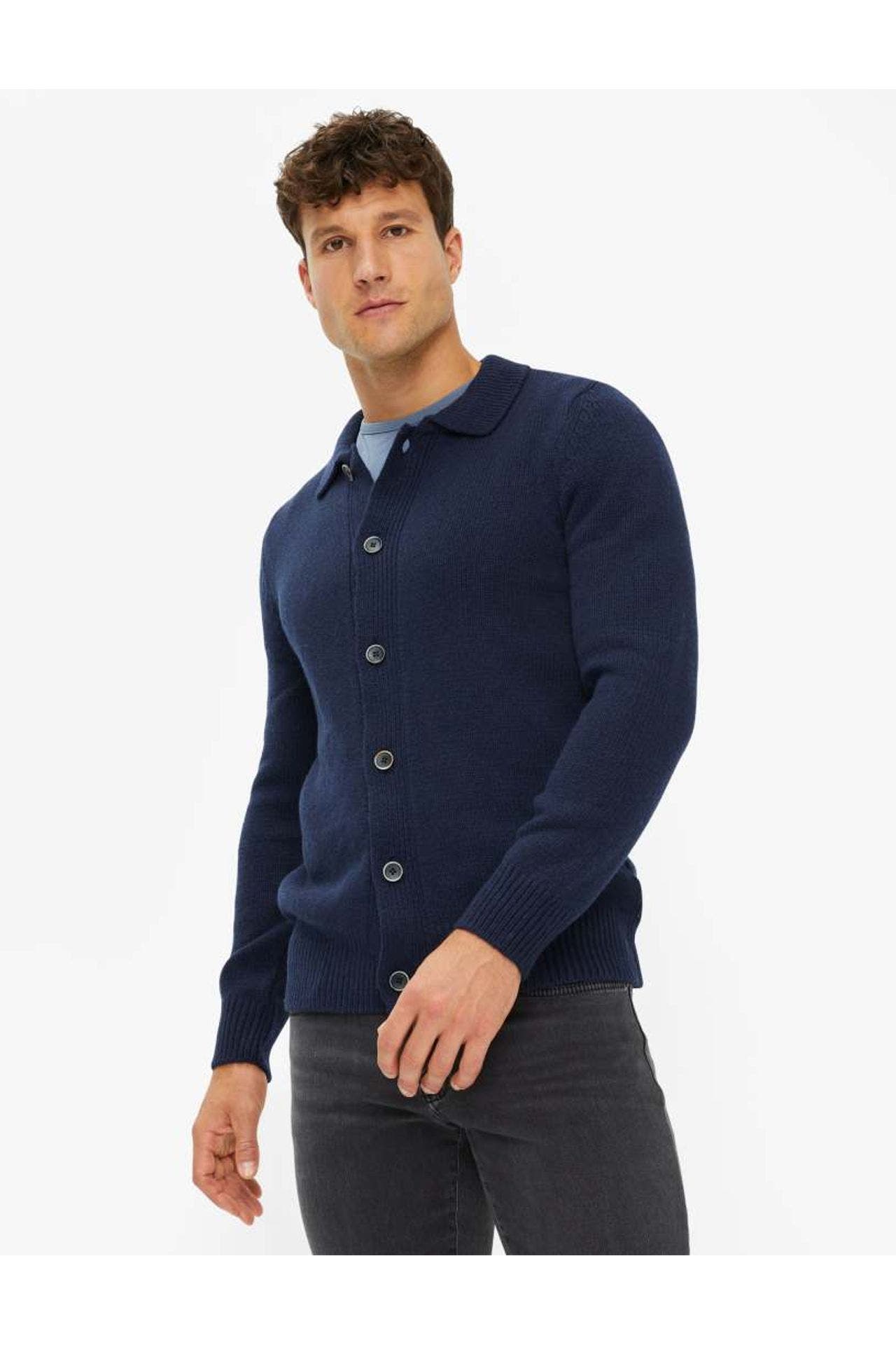 BRAX Wollmix-Cardigan 'Jayden' dunkelblau, Bild 1