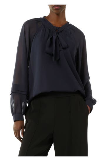 COMMA, Schluppen-Bluse dunkelblau