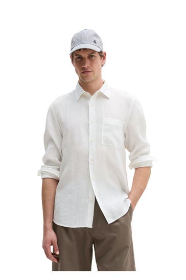 MARC O'POLO Leinenhemd weiß Regular Fit