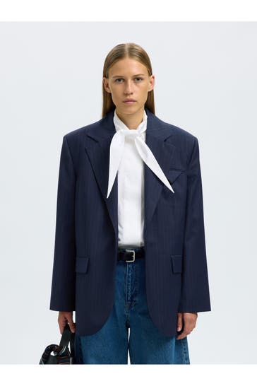 SELECTED Wollmix-Blazer 'Sanne' gestreift