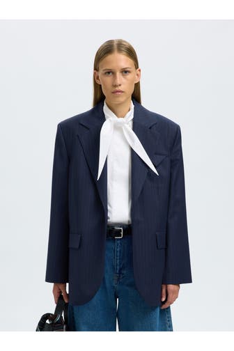 SELECTED Wollmix-Blazer 'Sanne' gestreift