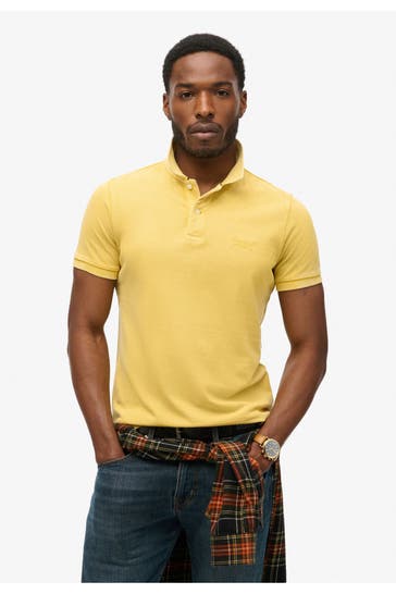 SUPERDRY Polo-Shirt 'Vintage Destroy' gelb