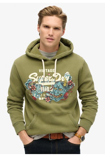 SUPERDRY Hoodie 'Tokyo VL' oliv