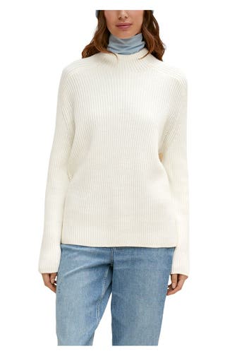 COMMA, Wollmix-Pullover wollweiß