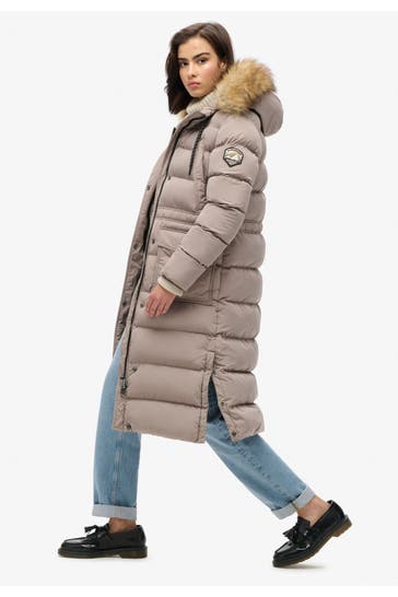 SUPERDRY Steppmantel 'Everest' hellgrau