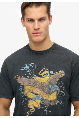 SUPERDRY T-Shirt 'Biker Rock' schwarz