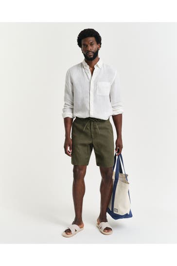 GANT Leinen-Shorts oliv
