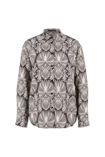 WINDSOR. Business-Bluse Print-Hemd-Bluse aus Viskose und Seide in Anthrazit-Ecru gemustert anthrazit-ecru gemustert