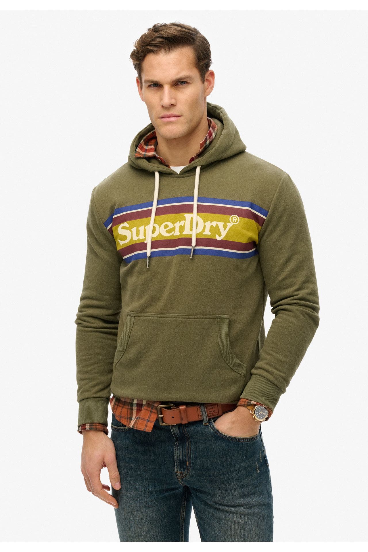SUPERDRY Hoodie 'Venue Logo Stripe' oliv, Bild 1