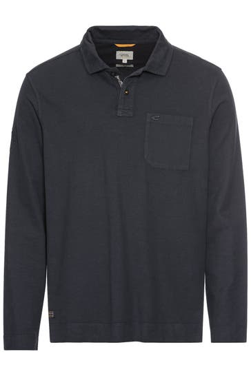 CAMEL ACTIVE Langarm-Polo dunkelblau