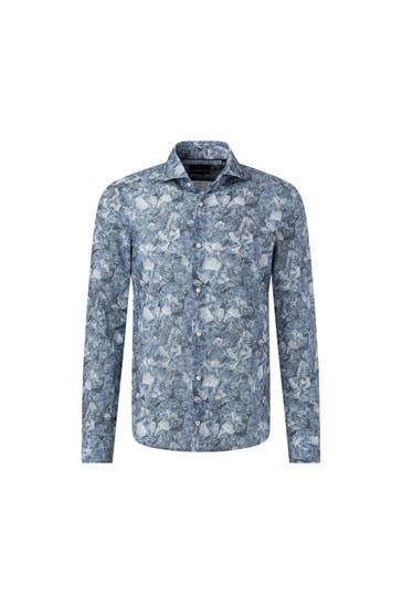 JOOP! Hemd Pai in Grau/Blau gemustert