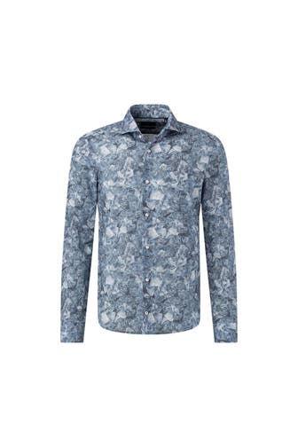 JOOP! Hemd Pai in Grau/Blau gemustert