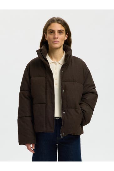 SELECTED Steppjacke dunkelbraun