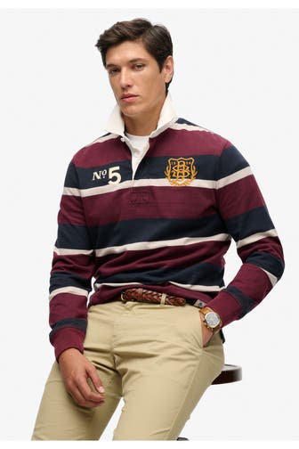 SUPERDRY Langarm-Polo gestreift