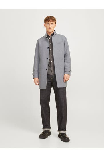 JACK & JONES Wollmixmantel 'Emelton' grau
