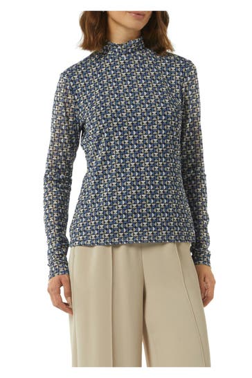 COMMA, Mesh-Langarmshirt gemustert