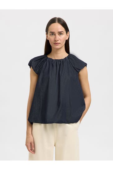 SELECTED Denim-Blusentop dunkelblau